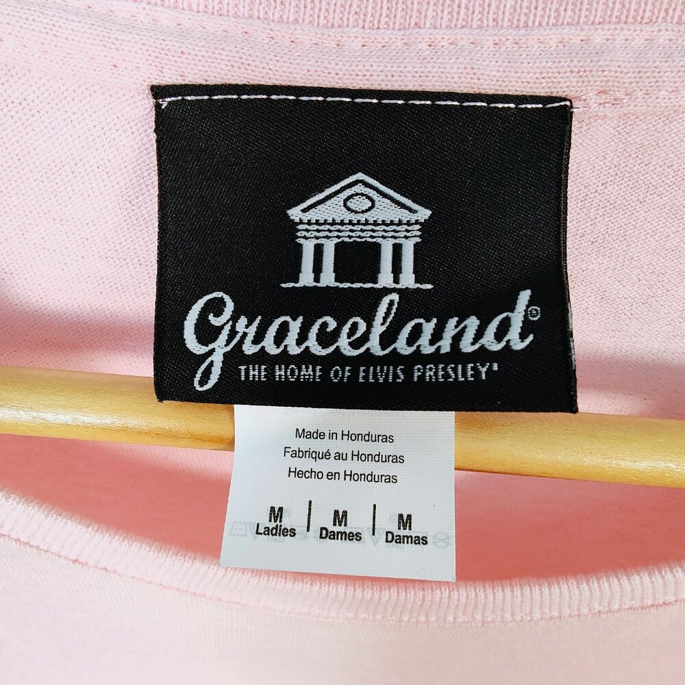 Graceland Women's Medium Elvis Presley 2018 Pink T-Shirt NWOT - Picture 4 of 8
